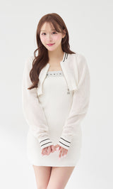 ラインメッシュアンサンブルニットミニワンピース – Darich