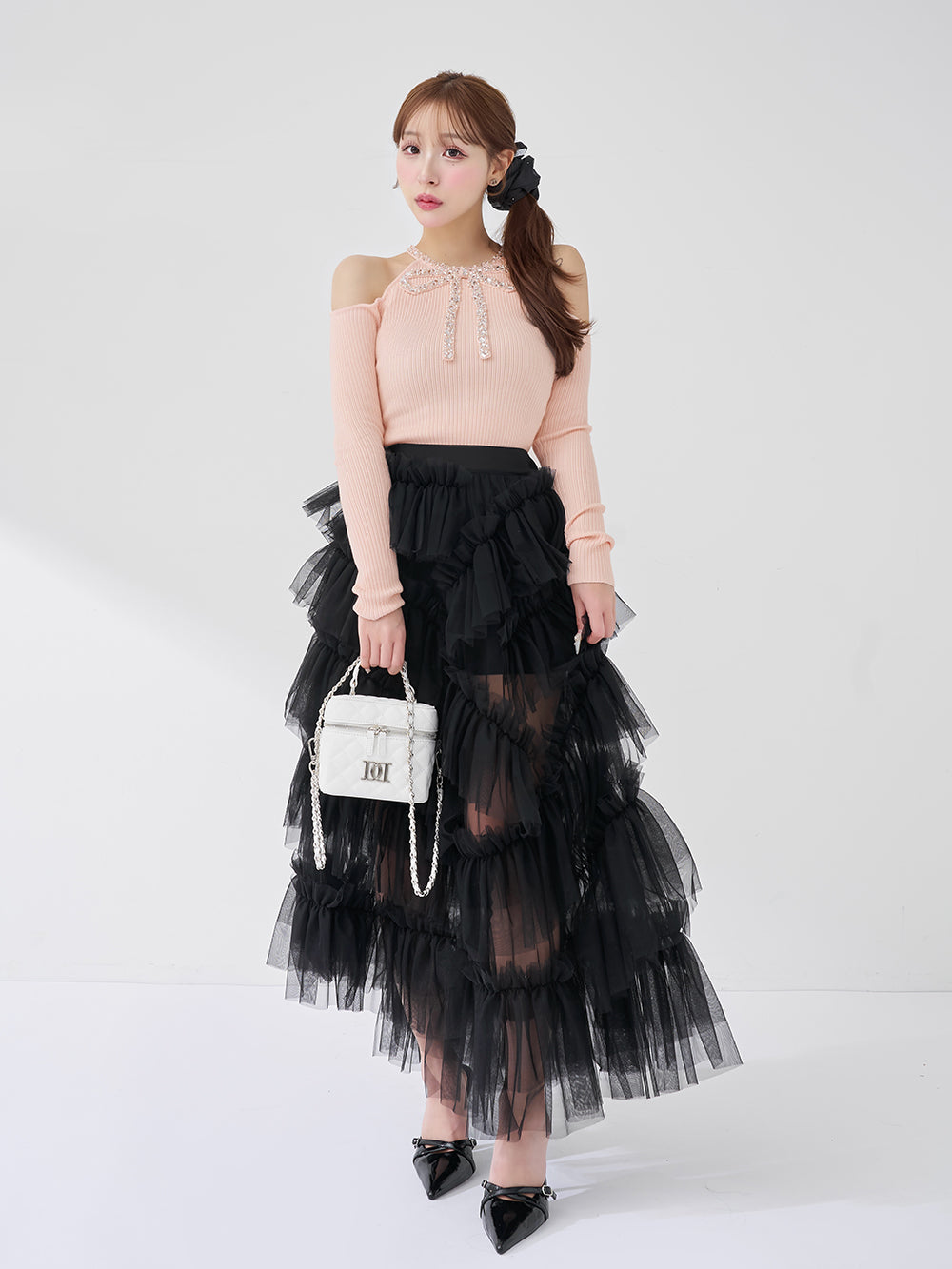 リボンビジューアメスリニットトップス – Darich