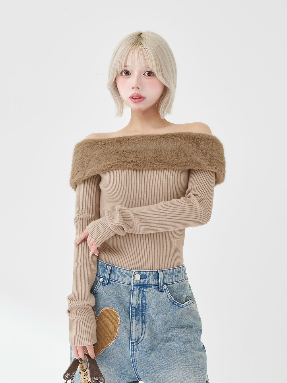 エレガントファーニットトップス - beg