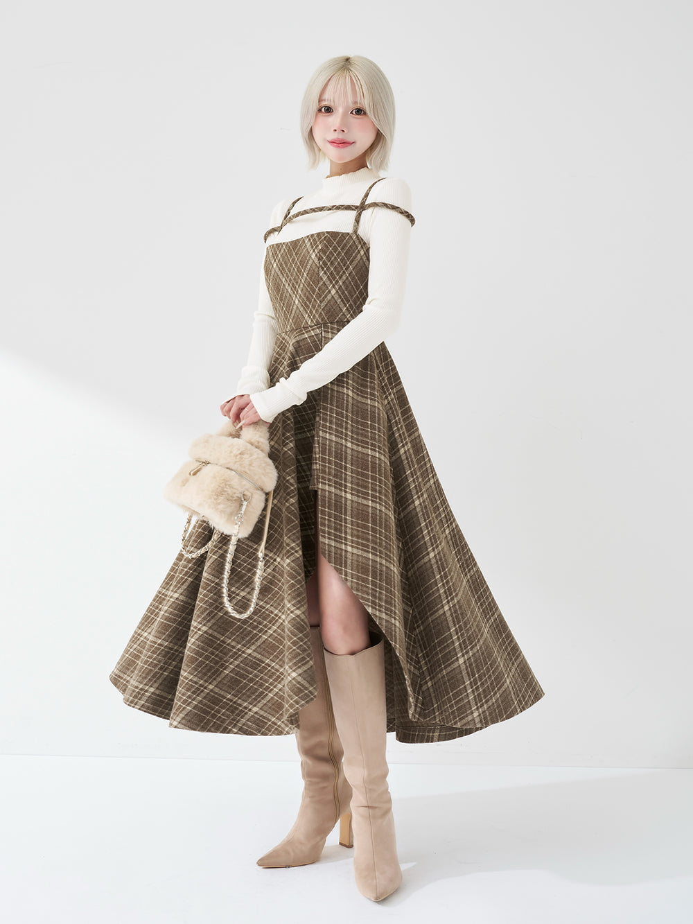 レイヤードチェックイレヘムミディワンピース – Darich (ダーリッチ)