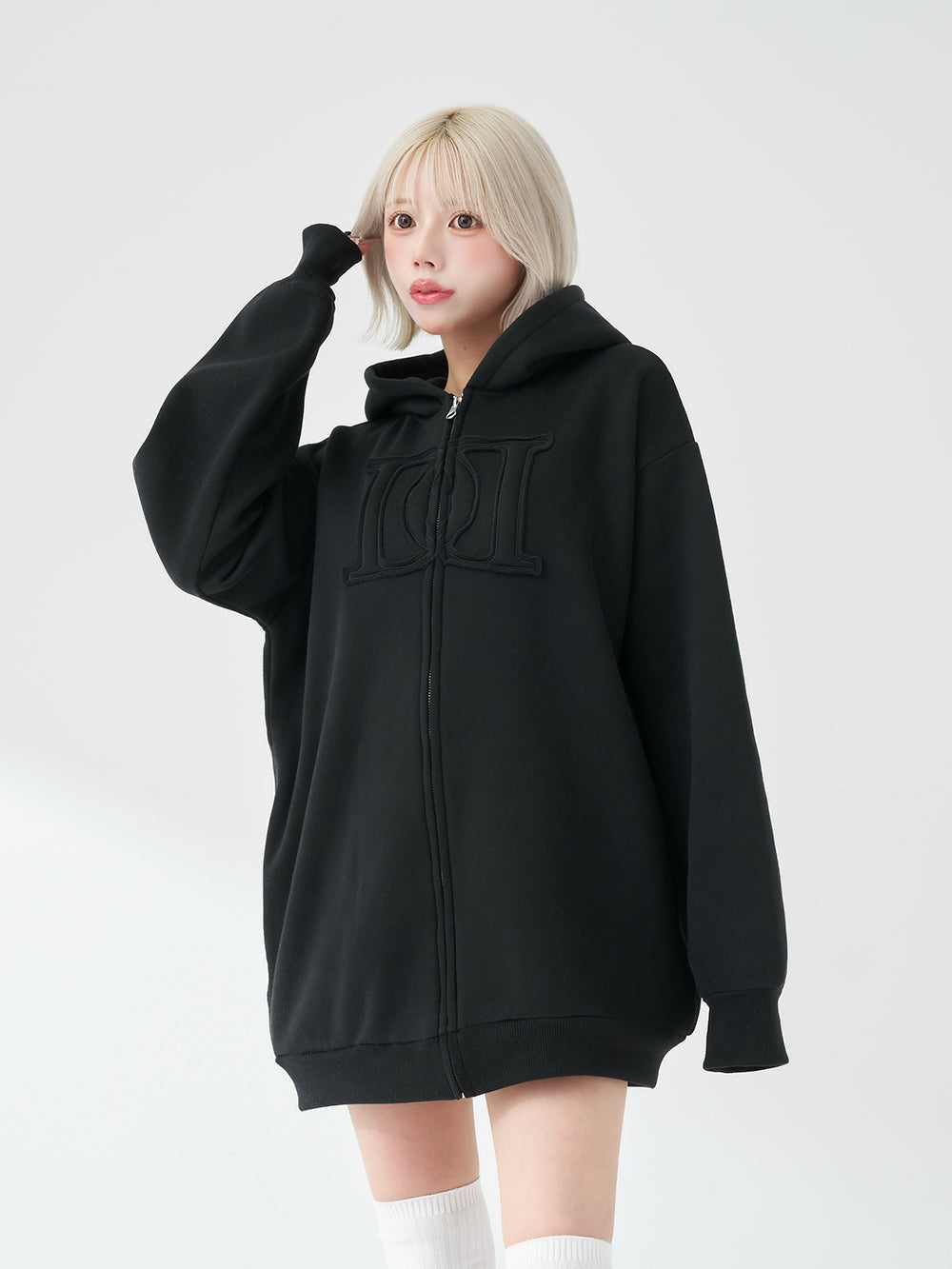 アップリケDDロゴパーカー - blk