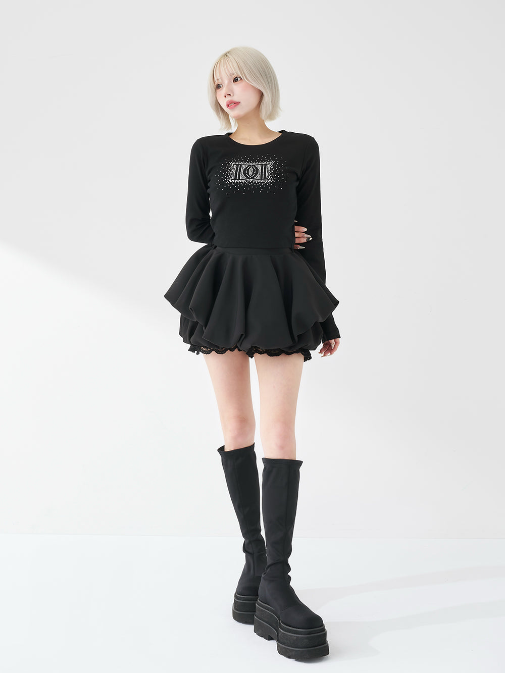 シャイニーDDロゴコンパクトロングTシャツ