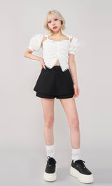 モデル：155cm（着用サイズ：S　着用カラー：BLK）