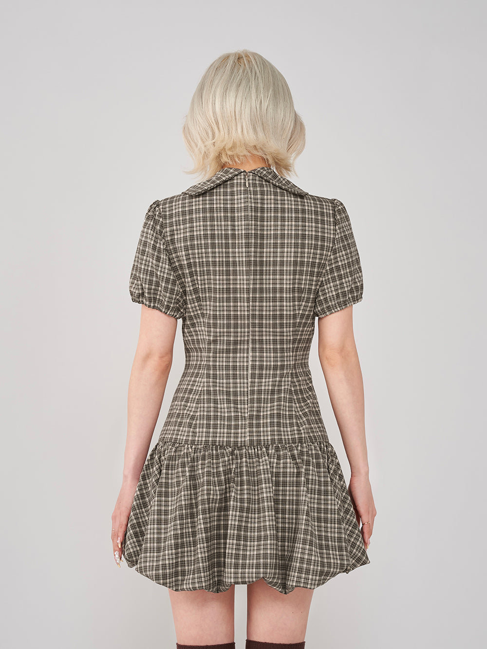 ビッグリボンバルーンチェックミニワンピース – Darich (ダーリッチ)
