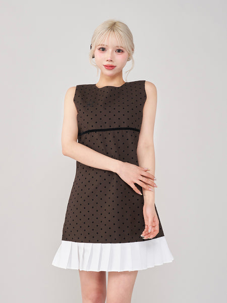 Flocked Dot Sleeveless Mini Dress