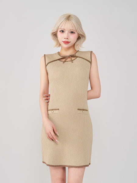 Decolleté Open-Knit Mini Dress
