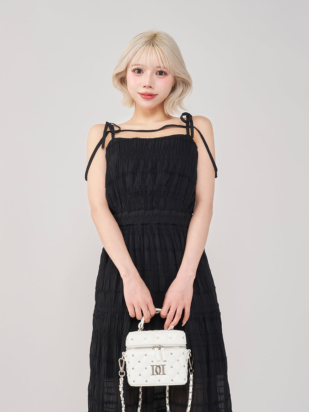 バックオープンキャミロングワンピース - blk