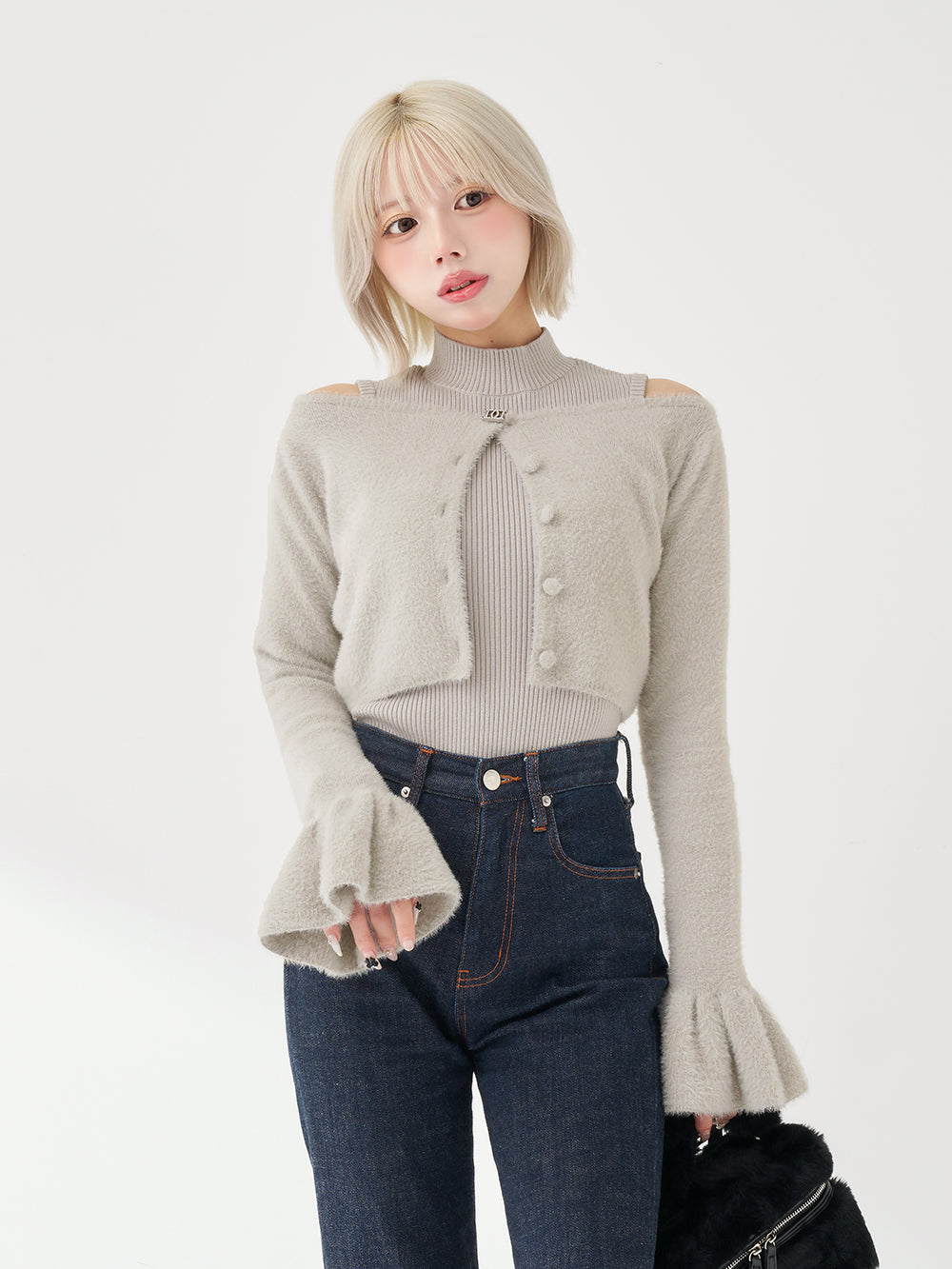 Darich パールロゴシャギーニット半袖 アンサンブルシャギーニットトップス – Darich