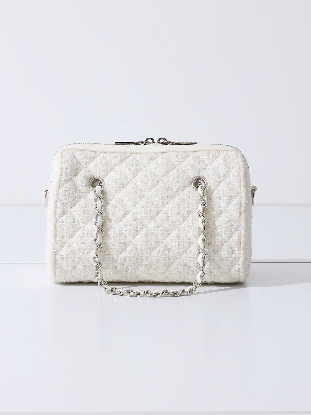 [Novelty] Quilted Tweed Mini Boston Bag