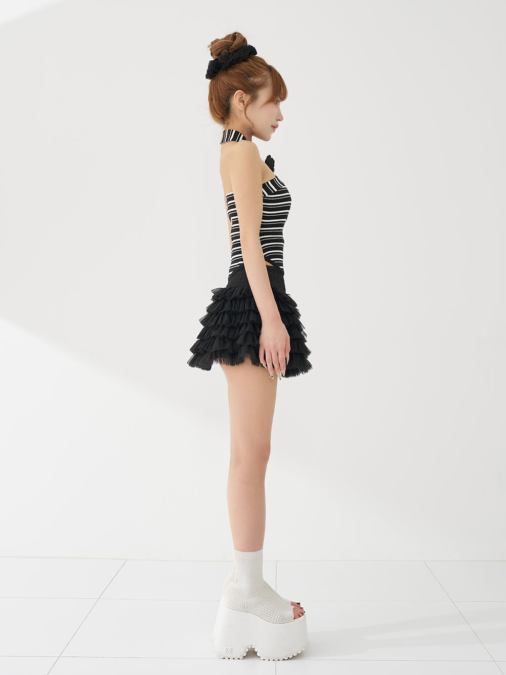 ホルターネックカメリアリブニットトップス – Darich