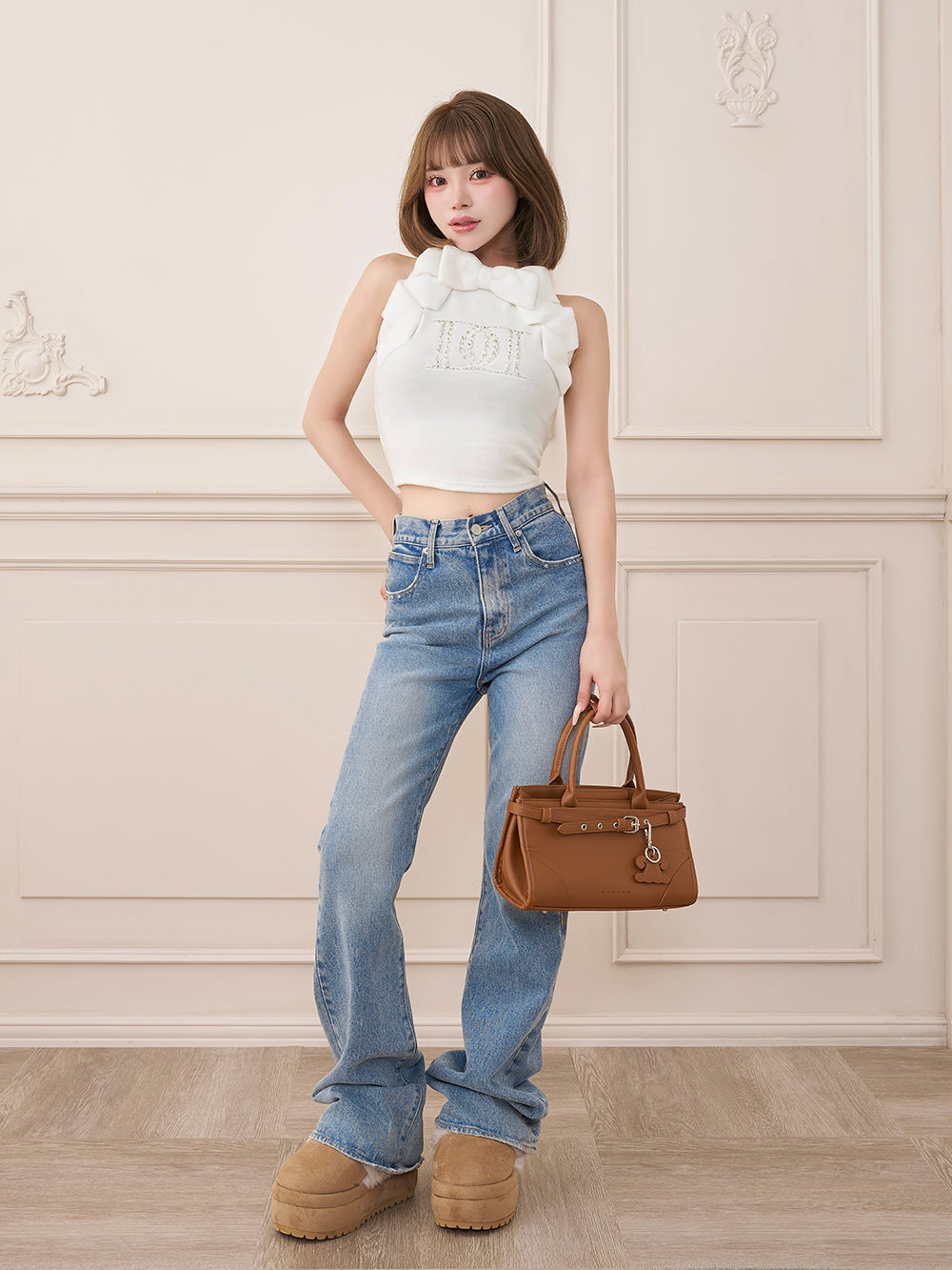 モデル：158cm（着用サイズ：FREE　着用カラー：WHT）