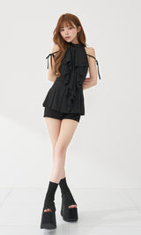 モデル：158cm（着用サイズ：FREE　着用カラー：BLK）