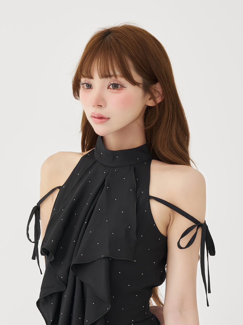 アメスリフリルショルダーリボンコンビネゾン