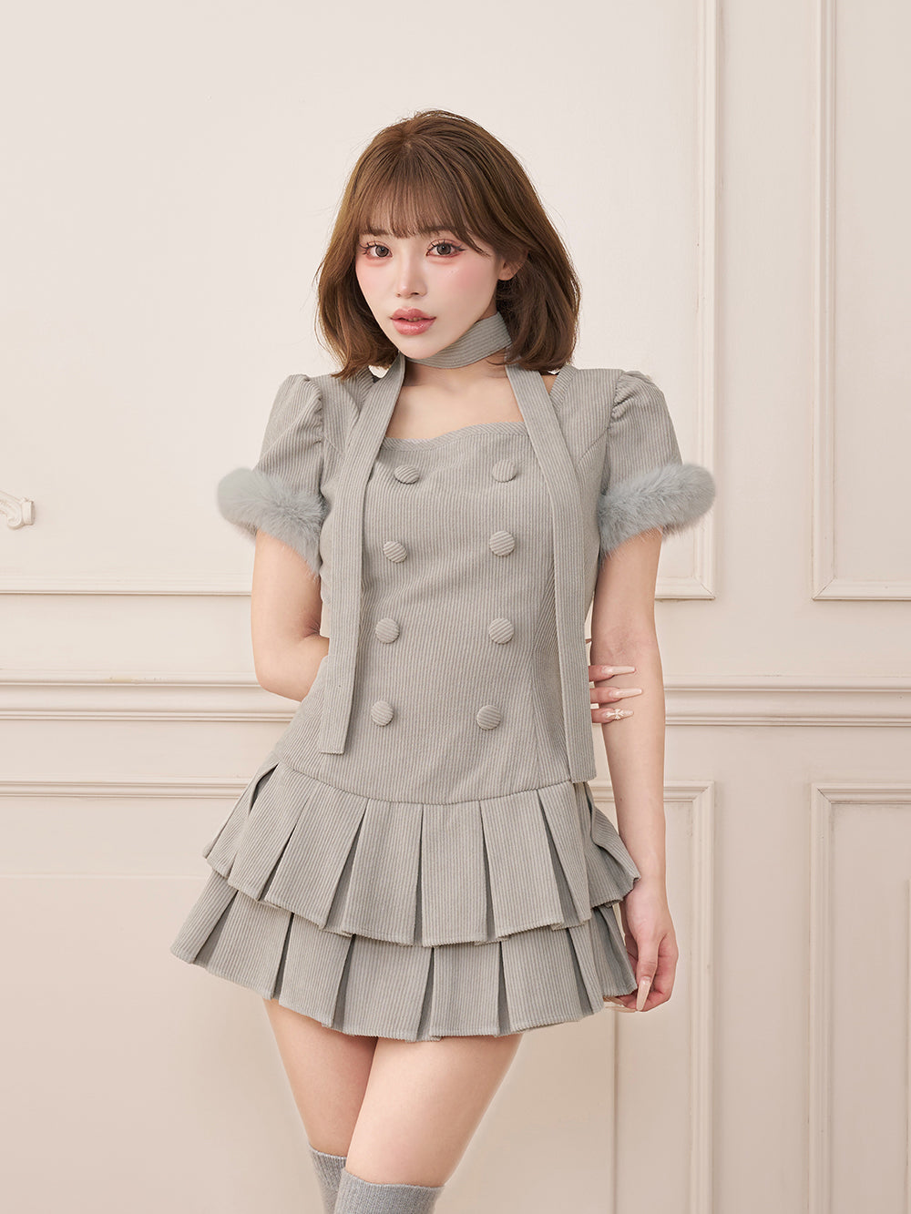 モデル：158cm（着用サイズ：FREE　着用カラー：GRY）