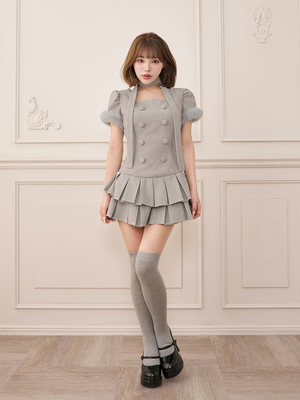 モデル：158cm（着用サイズ：FREE　着用カラー：GRY）