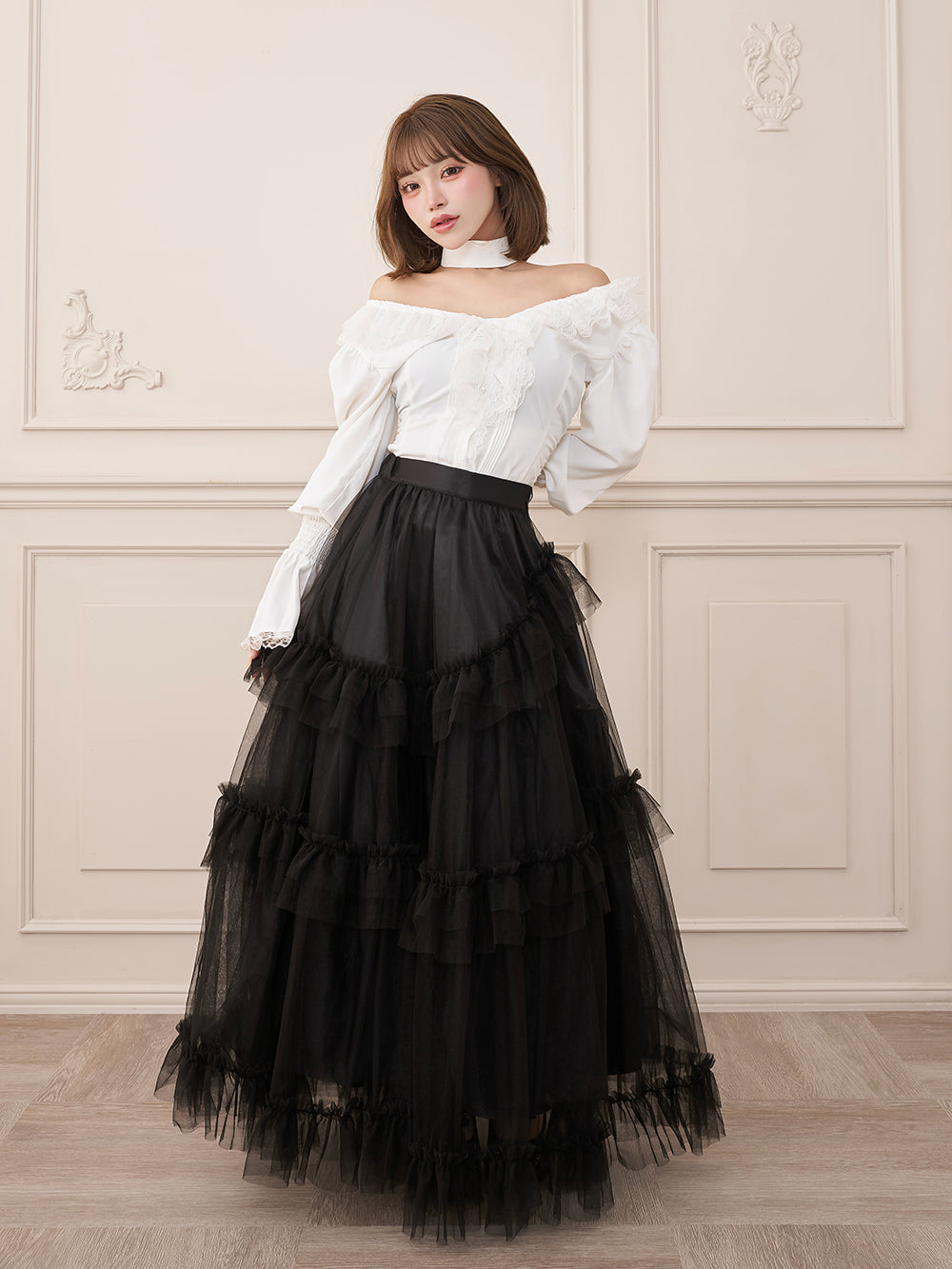 モデル：158cm（着用サイズ：FREE　着用カラー：WHT）