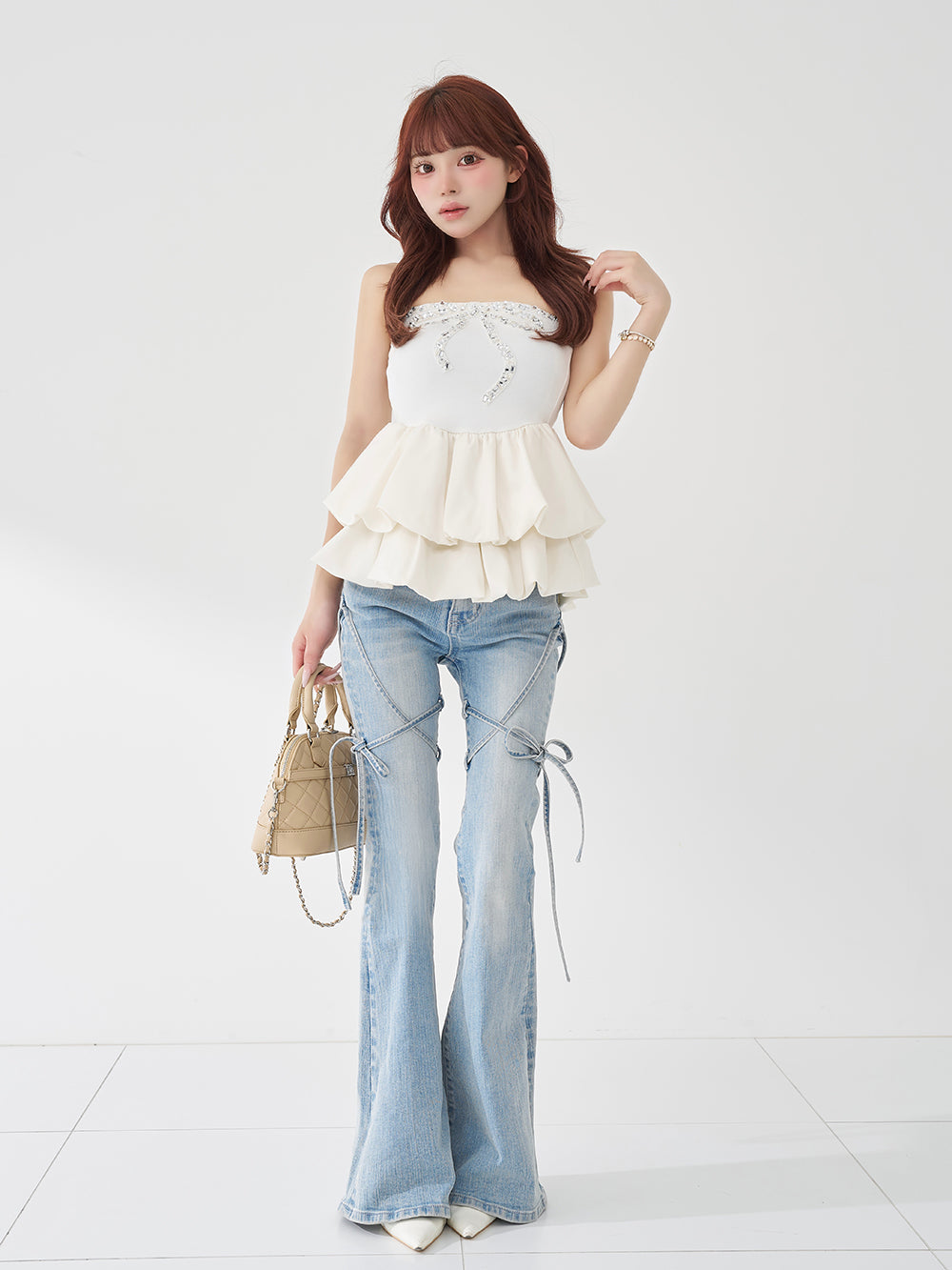 モデル：158cm（着用サイズ：FREE　着用カラー：WHT）