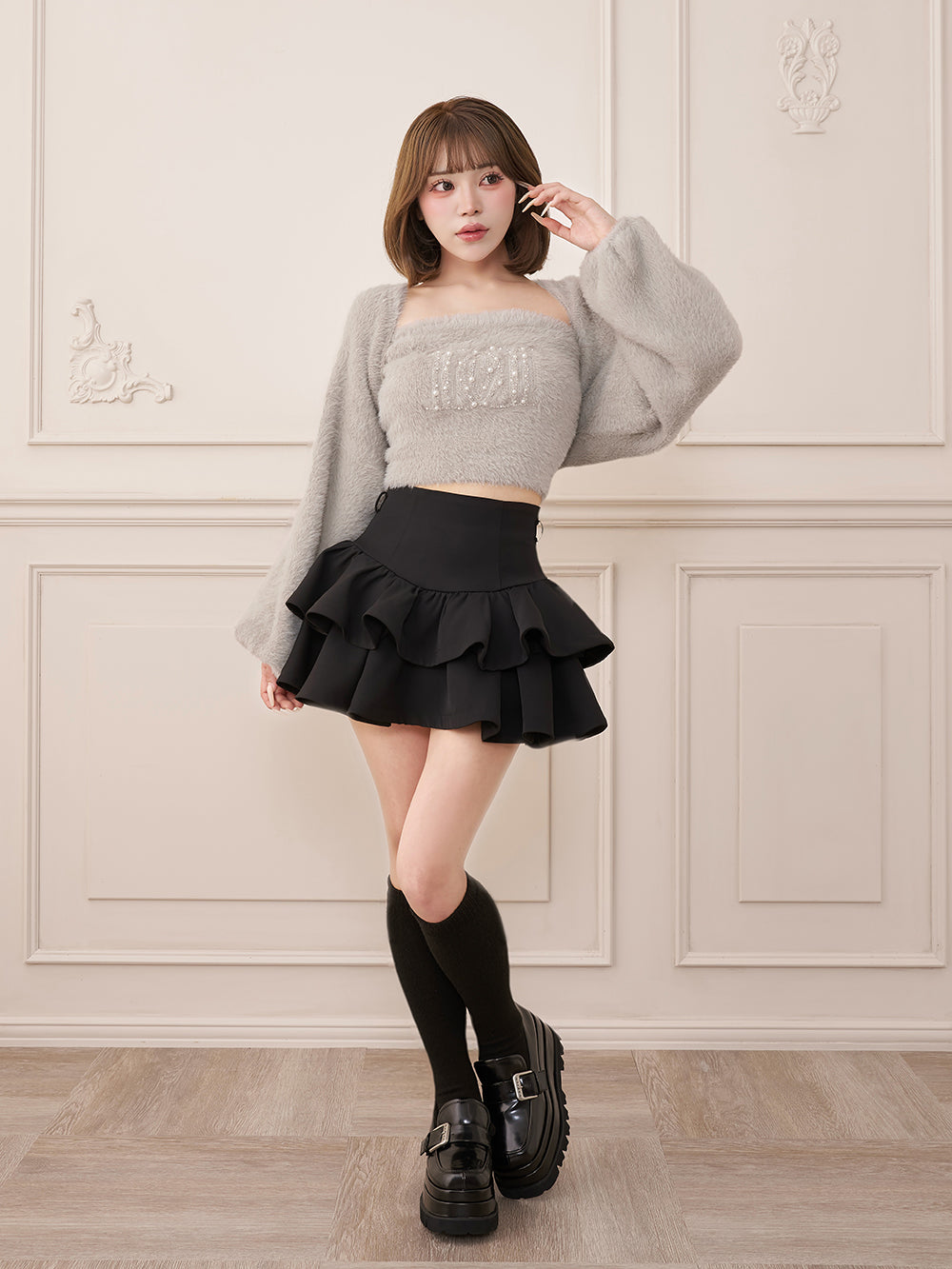 モデル：158cm（着用サイズ：FREE　着用カラー：GRY）