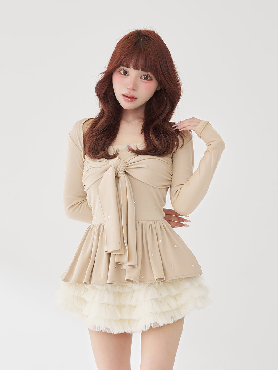 モデル：158cm（着用サイズ：FREE　着用カラー：BEG）