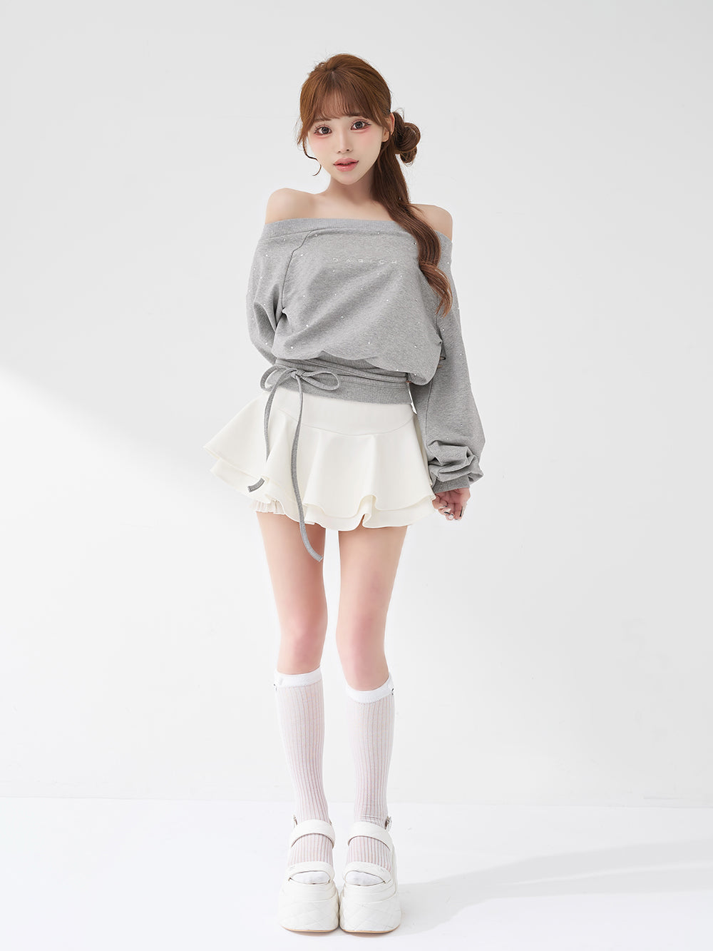 ウエストデザインビジューオフショルダートップス – Darich