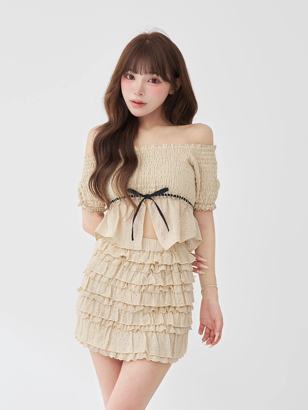 モデル：158cm（着用サイズ：FREE　着用カラー：BEG）