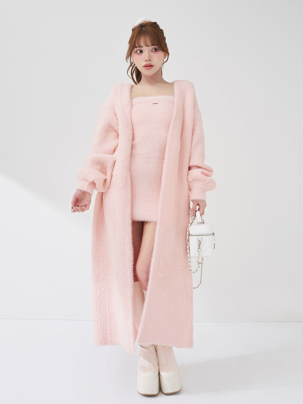 ダーリッチ　シャギーワンピロングカーデセット シャギーワンピロングカーデセット – Darich