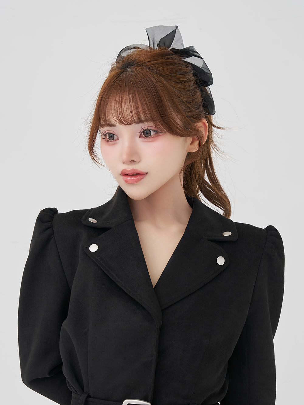 モデル：158cm（着用サイズ：FREE　着用カラー：BLK）