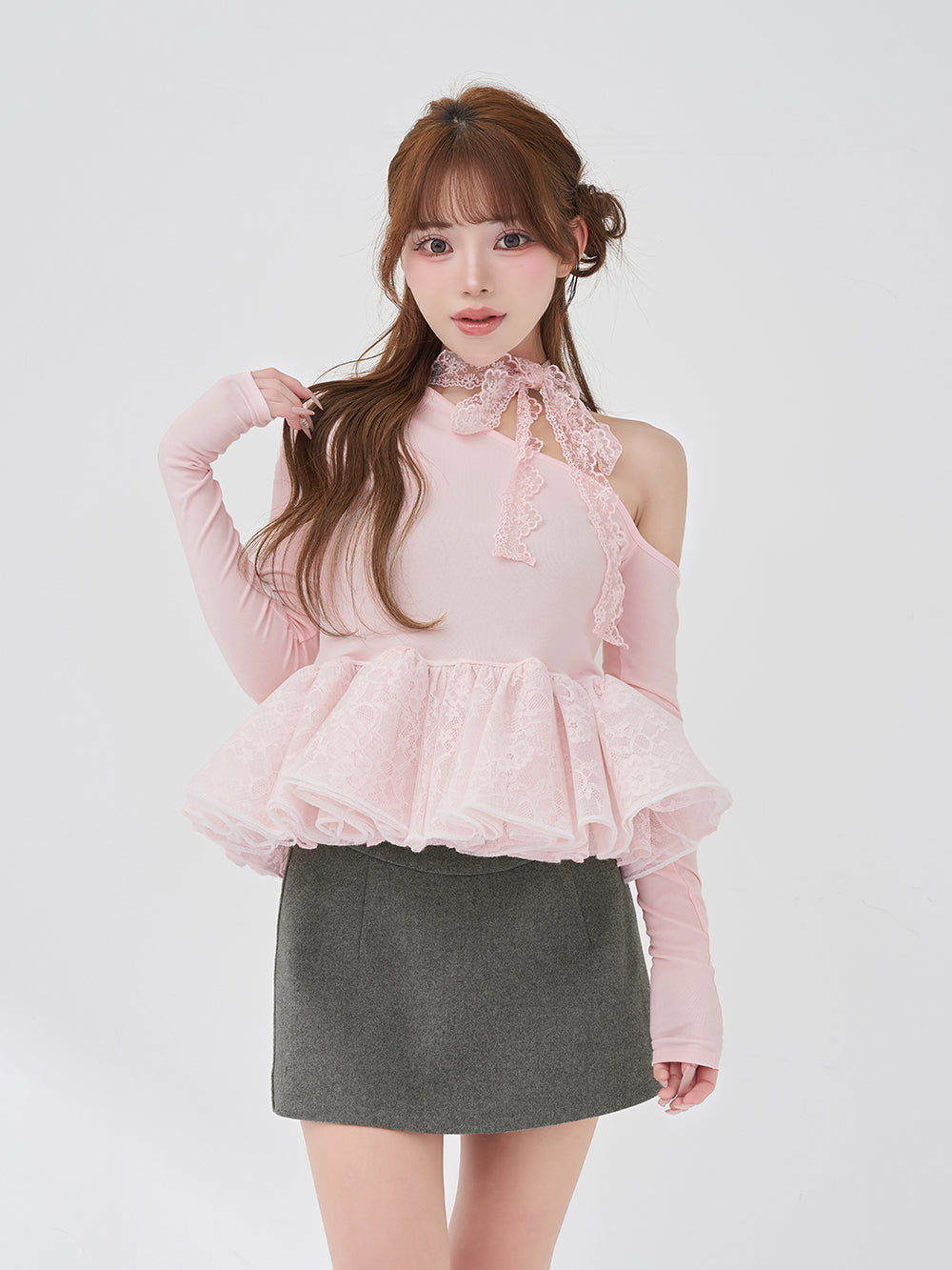 レースタイワンショルトップス - pnk