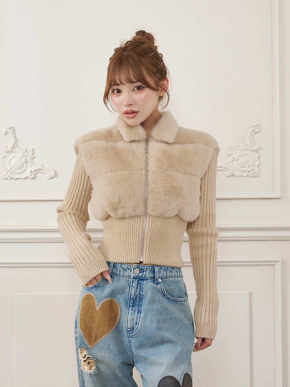 モデル：158cm（着用サイズ：FREE　着用カラー：BEG）