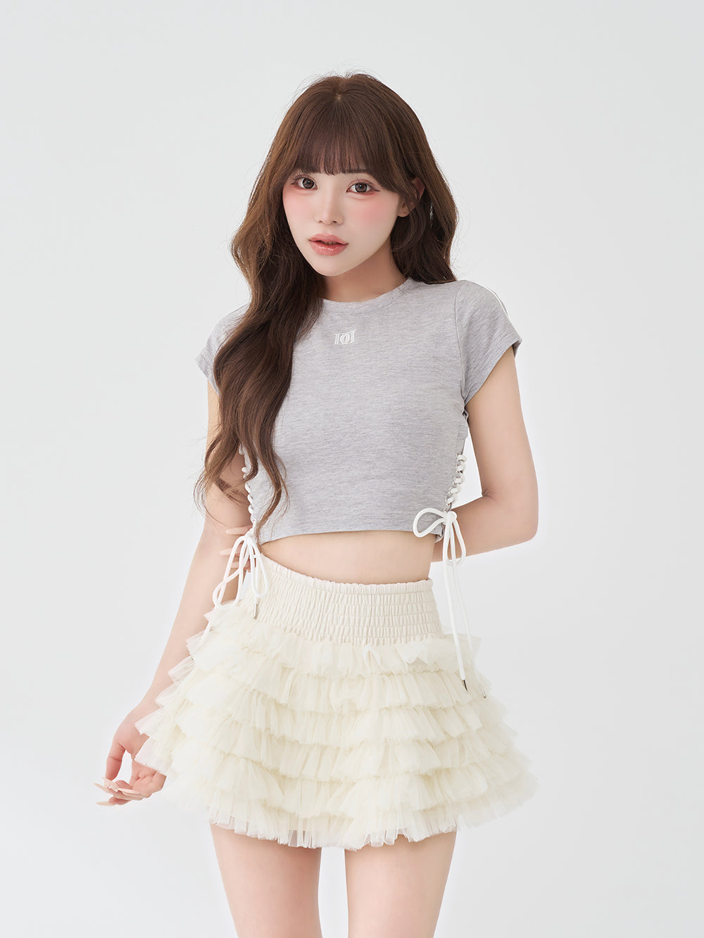 モデル：158cm（着用サイズ：FREE　着用カラー：GRY）