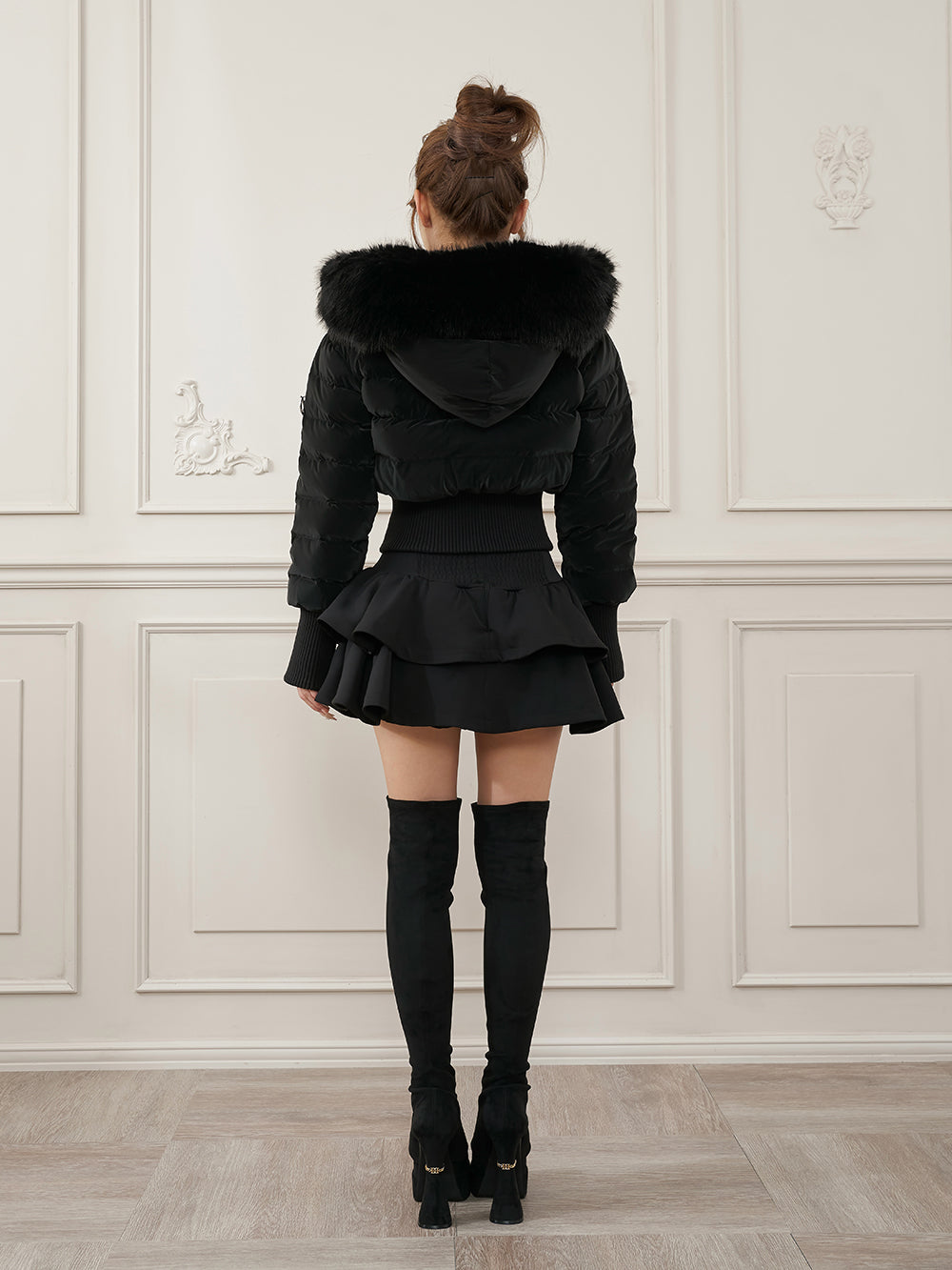 モデル：158cm（着用サイズ：S　着用カラー：BLK）