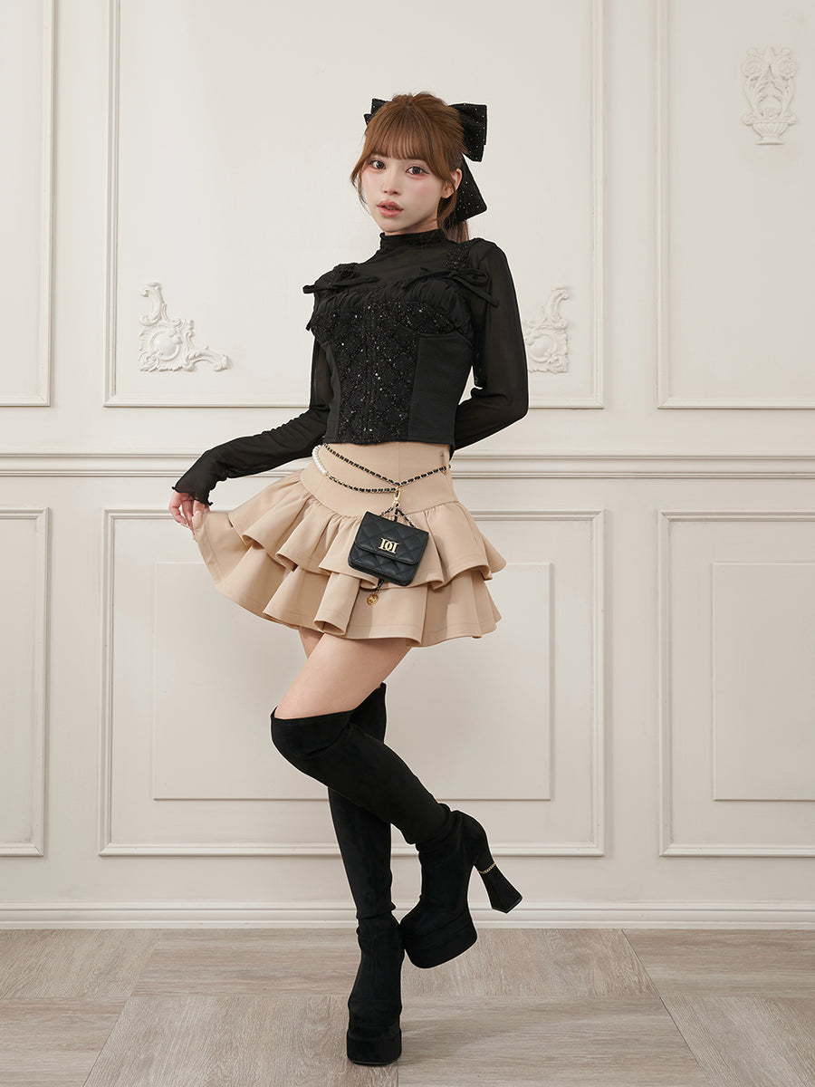 モデル：158cm（着用サイズ：S　着用カラー：BLK）
