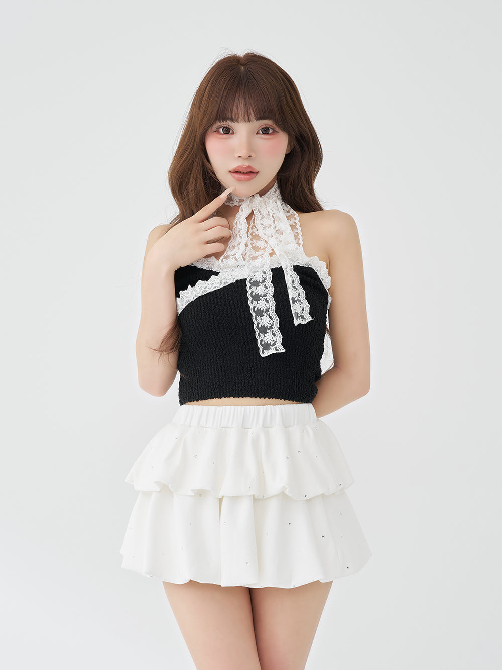 モデル：158cm（着用サイズ：FREE　着用カラー：BLK）