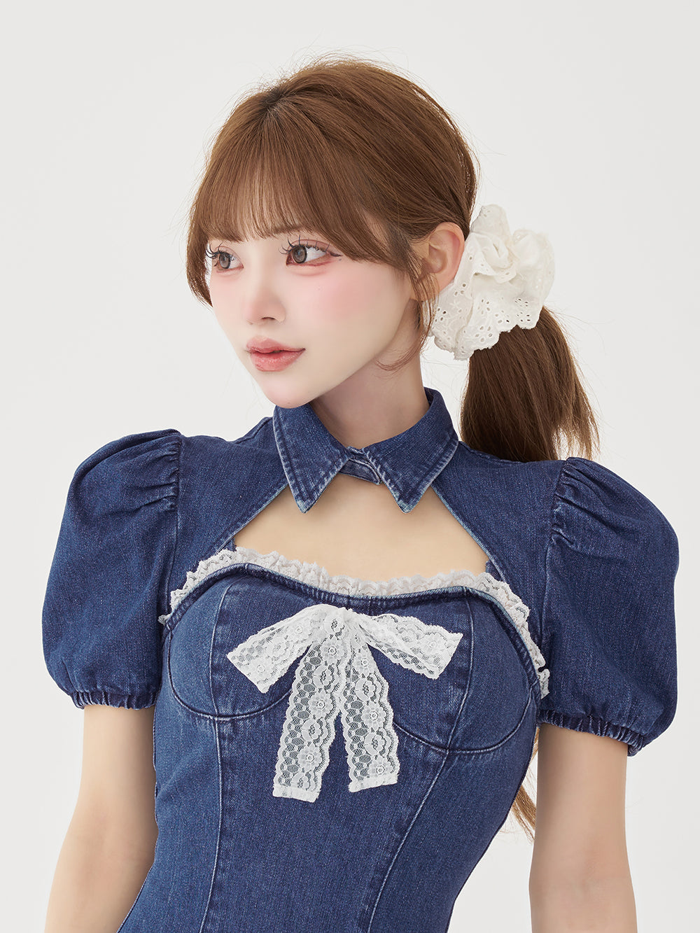 コルセットデニムレースミニワンピース – Darich