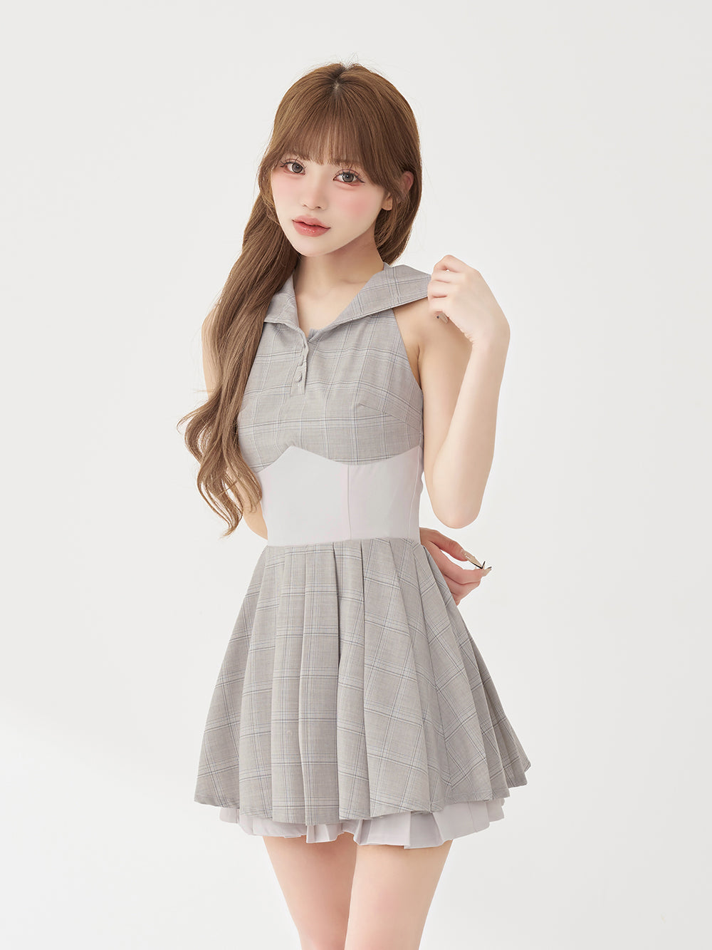 コルセットチェックフードミニワンピース – Darich