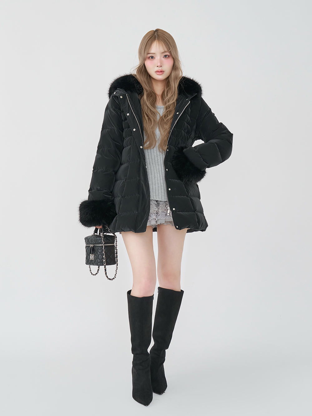 モデル：163cm（着用サイズ：S　着用カラー：BLK）