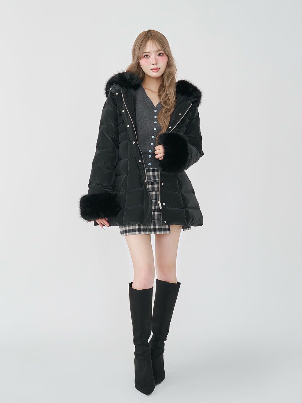モデル：163cm（着用サイズ：S　着用カラー：BLK）