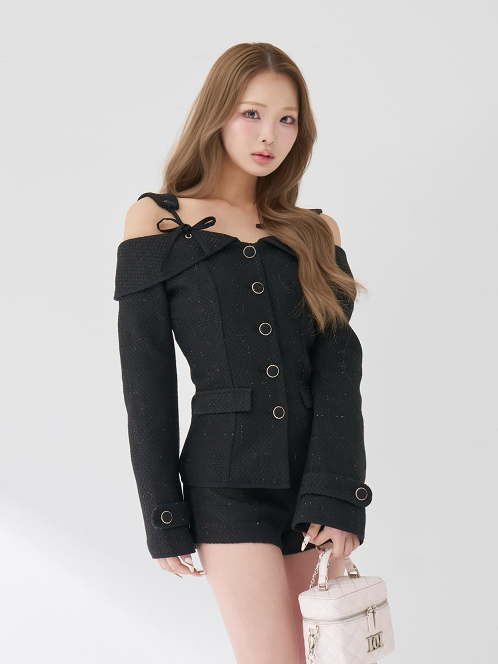 モデル：163cm（着用サイズ：S　着用カラー：BLK）