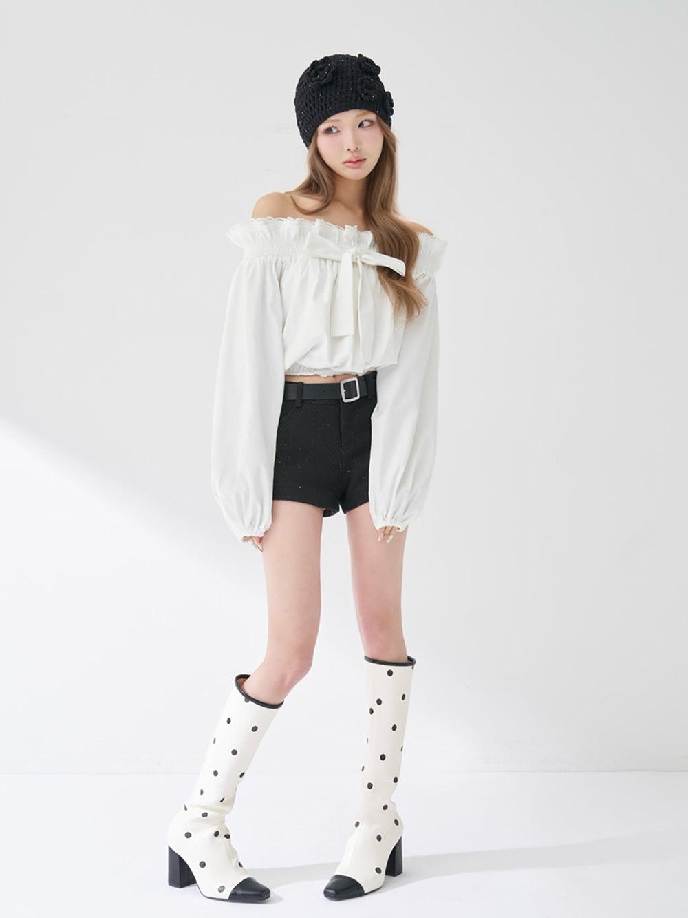 モデル：163cm（着用サイズ：S　着用カラー：BLK）