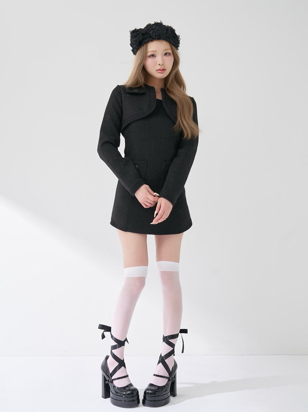 モデル：163cm（着用サイズ：FREE　着用カラー：BLK）