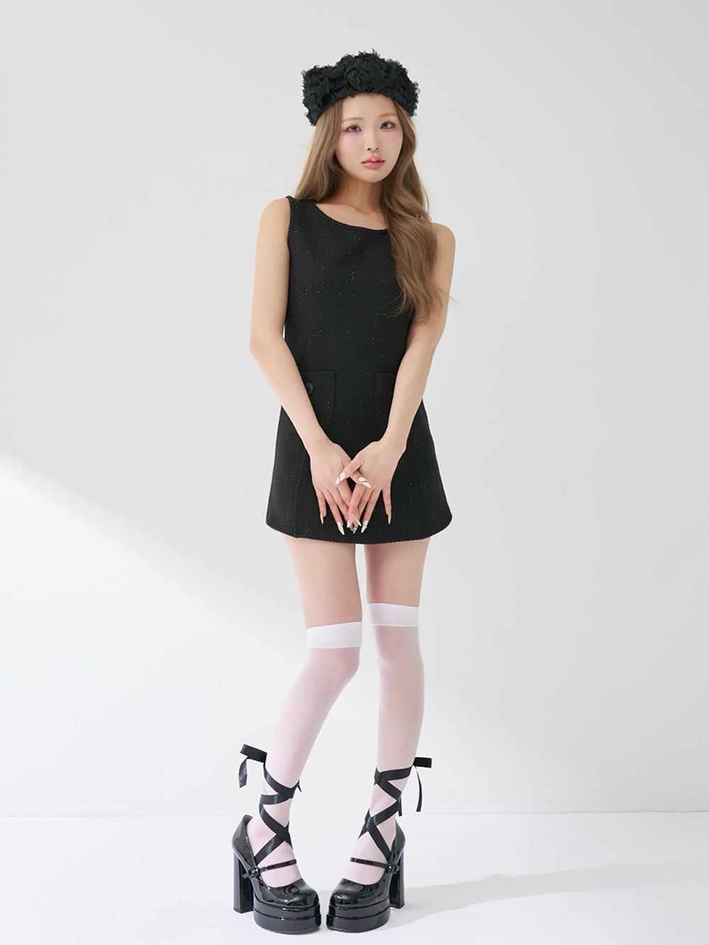 モデル：163cm（着用サイズ：FREE　着用カラー：BLK）