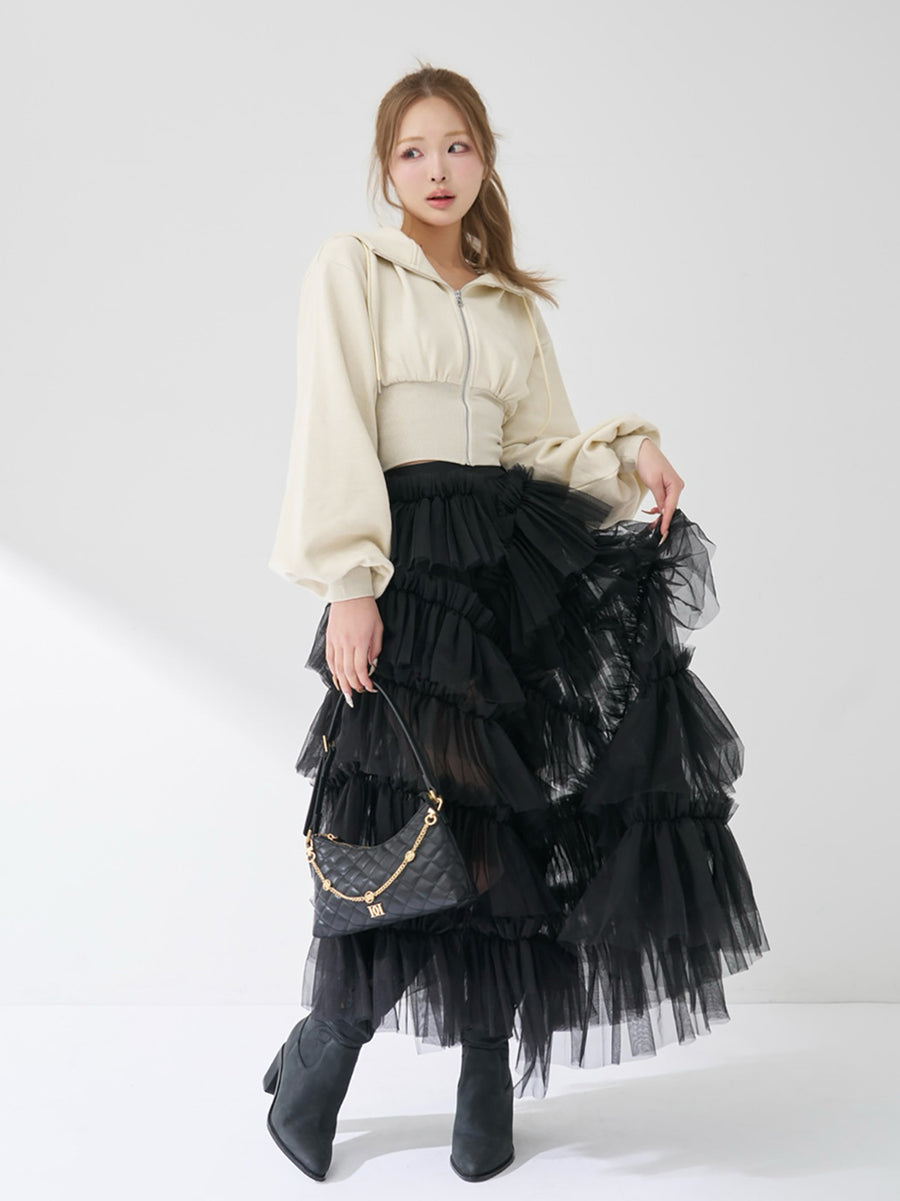 モデル：163cm（着用サイズ：FREE　着用カラー：BLK）