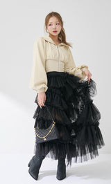 モデル：163cm（着用サイズ：FREE　着用カラー：BLK）