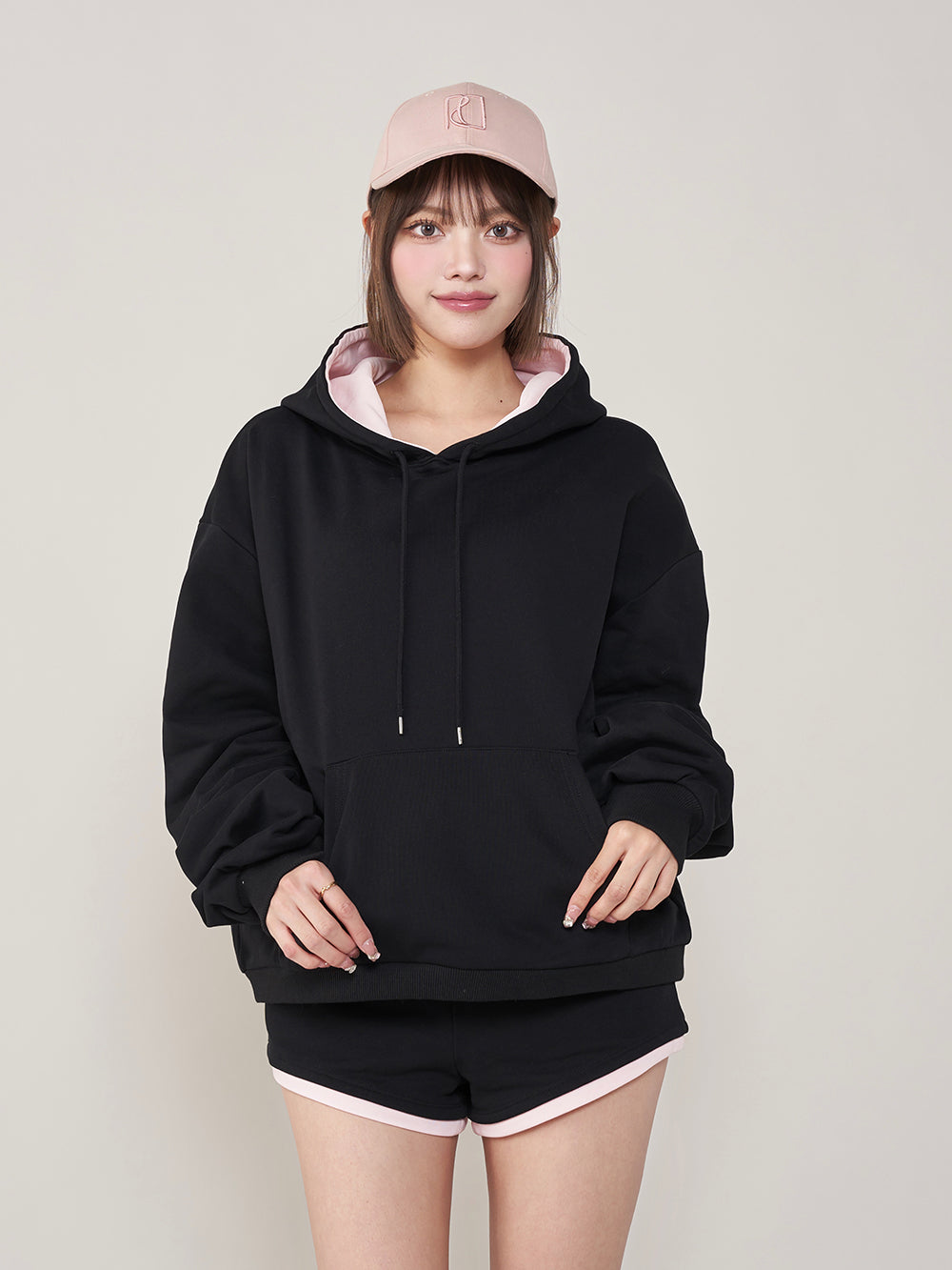 カラードッキングスウェットセットアップ - blk