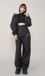 モデル：163cm（着用サイズ：S　着用カラー：BLK）