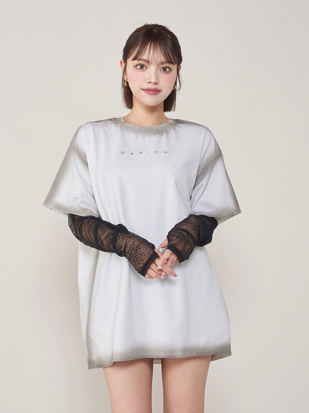 インナーレーススプレーTシャツ - wht