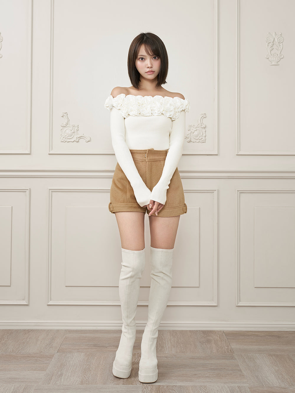 モデル：163cm（着用サイズ：FREE　着用カラー：WHT）