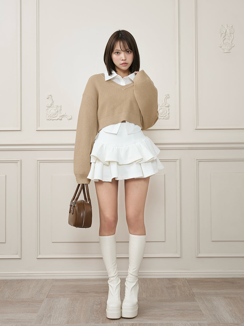 モデル：163cm（着用サイズ：FREE　着用カラー：BEG）