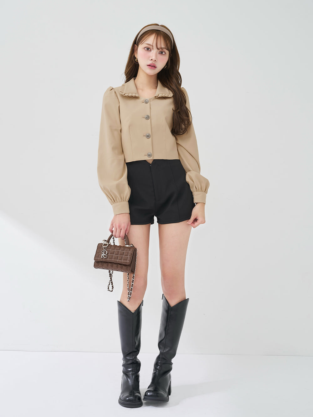 モデル：163cm（着用サイズ：S　着用カラー：BLK）