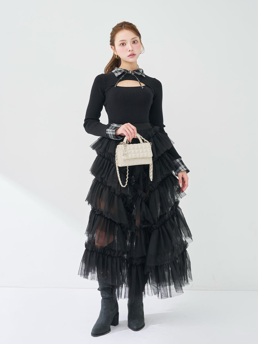 モデル：163cm（着用サイズ：FREE　着用カラー：BLK）